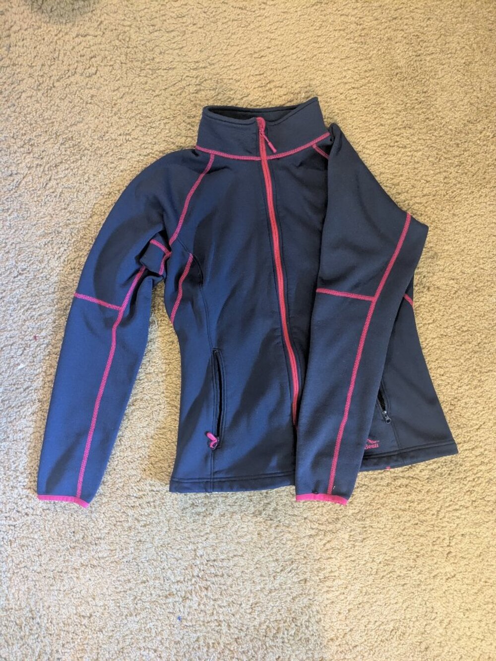 L.L.Bean Women's Sweater Fleece Full-Zip Jacket Blue and Pink
